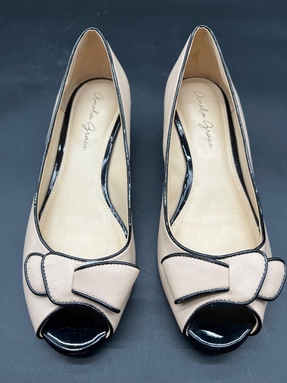 Kelly & Katie Women’s Shoes Tan Soft Pink Peak Toe Slip On Size 7.5